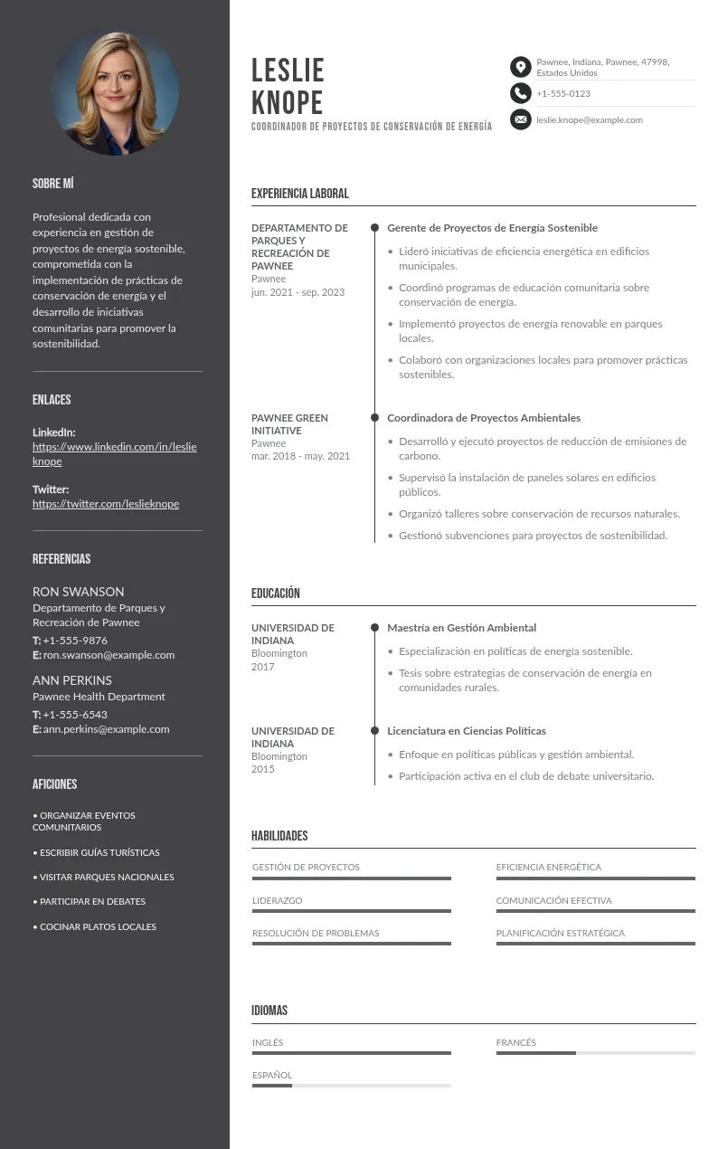 CV de Coordinador de Proyectos de Conservación de Energía: Guía y Consejos Gratis para 2024