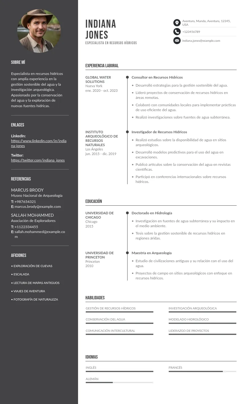 CV de Especialista en Recursos Hídricos: Guía y Muestra para 2024