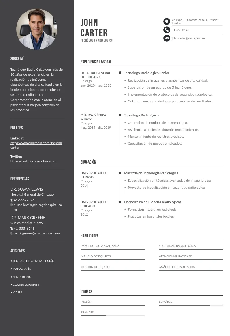 Cómo hacer un CV Tecnólogo Radiológico correctamente