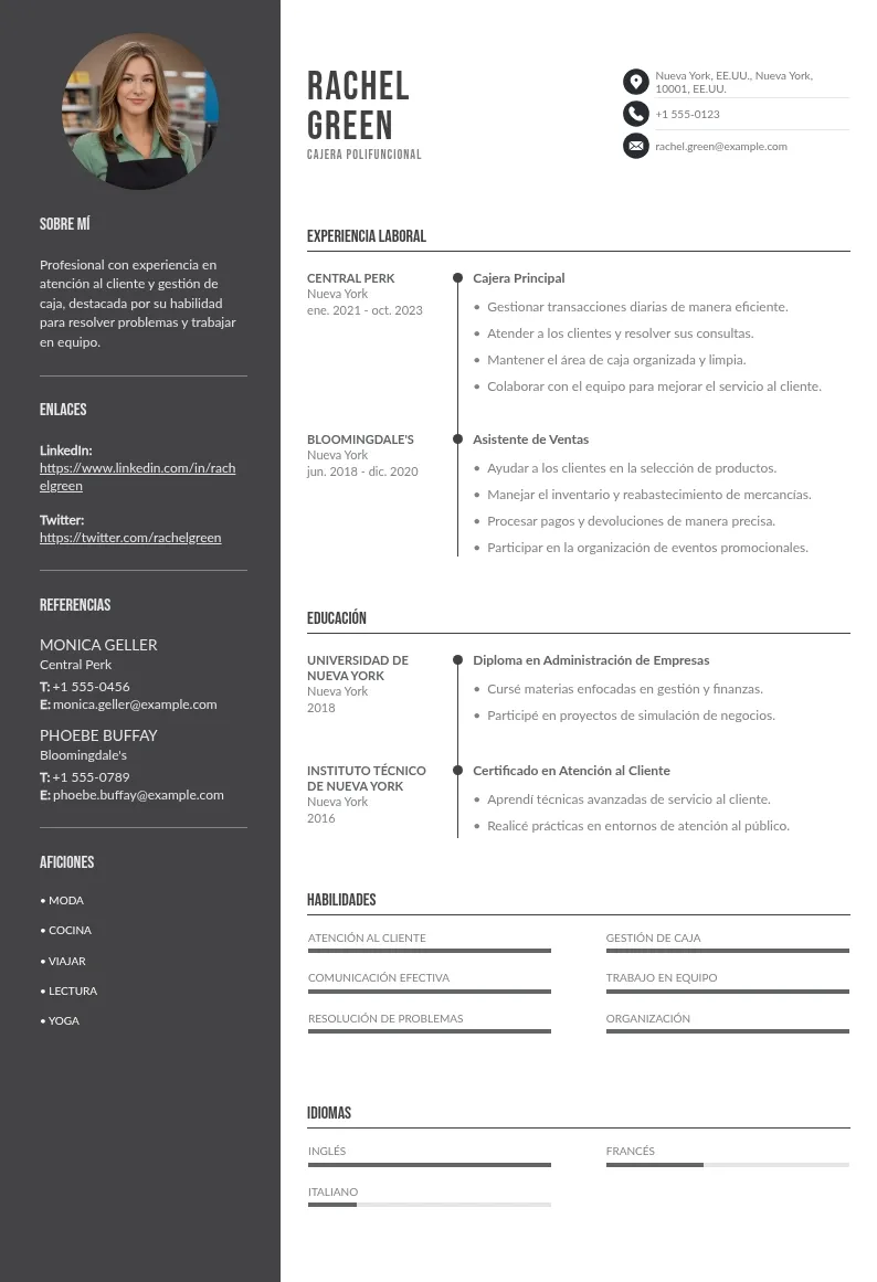 CV cajera polifuncional: ejemplos para tener éxito