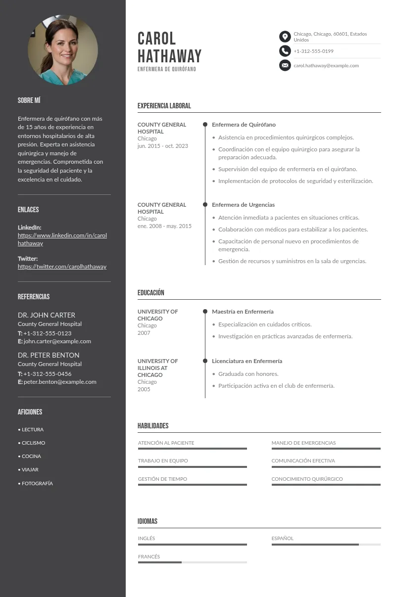 CV Enfermera de Quirófano - Ejemplo y Consejos para su Desarrollo
