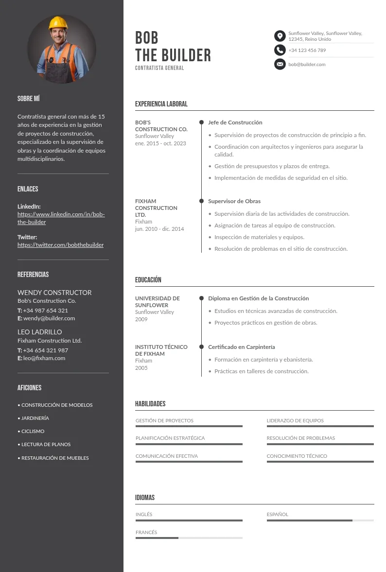 CV contratista general: guía completa para una redacción exitosa