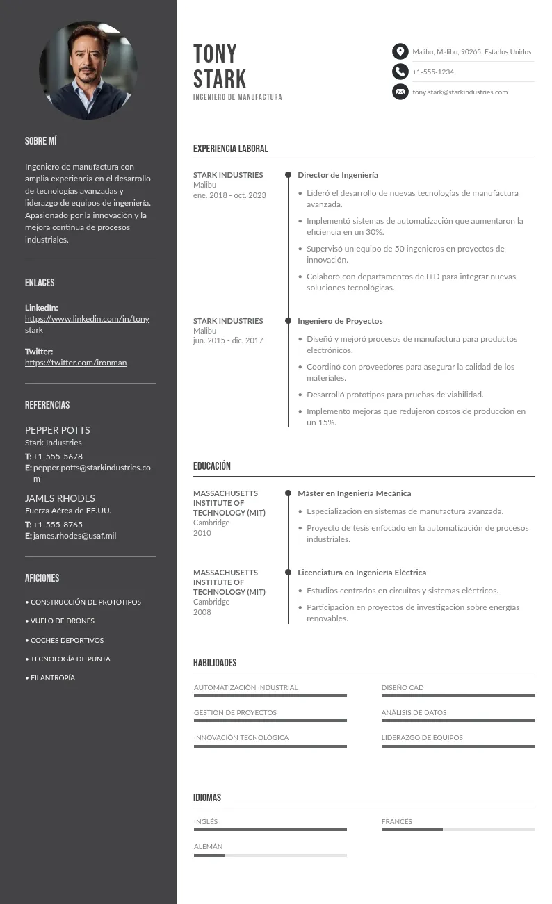 CV ingeniero de manufactura: una guía adaptada perfectamente a tu profesión
