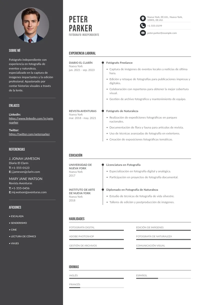 CV fotógrafo independiente: consejos para su diseño y redacción