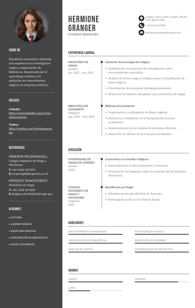 Currículum vitae estudiante universitario: ejemplos y plantillas
