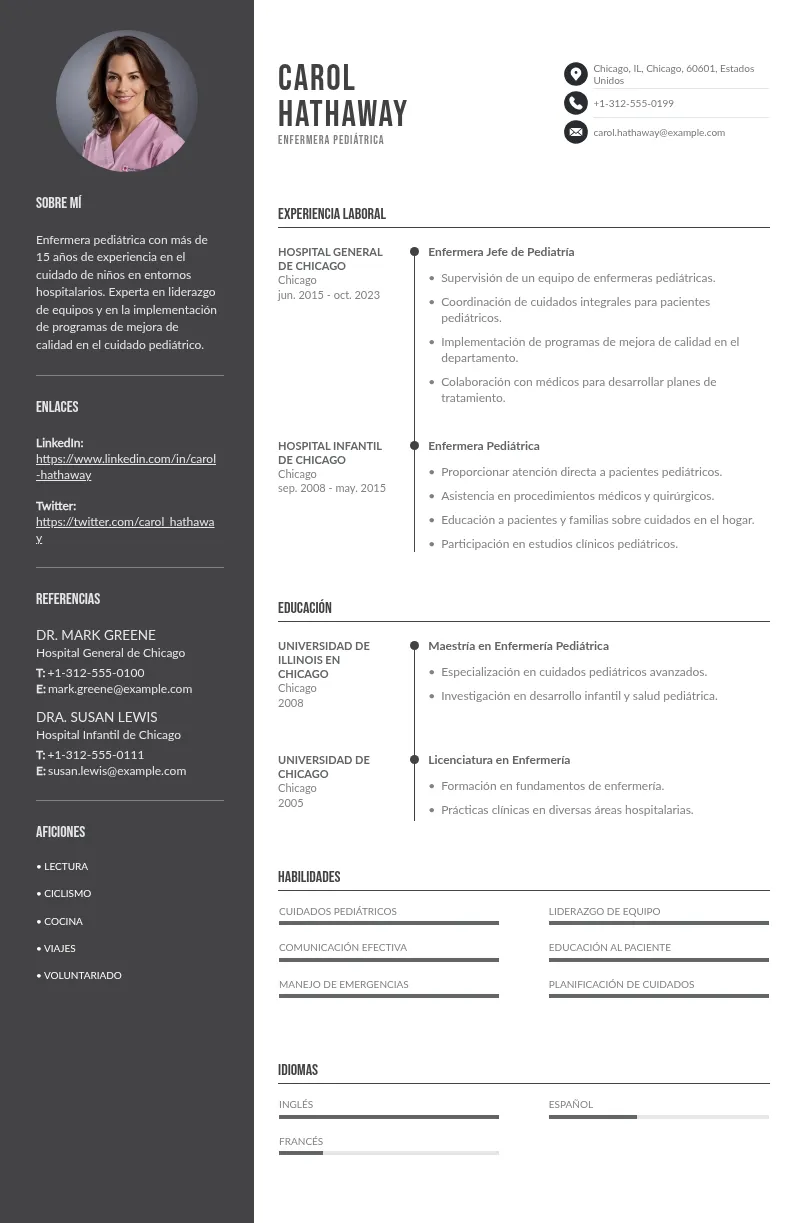 Guía detallada para hacer un CV enfermera pediátrica, con recomendaciones y ejemplos