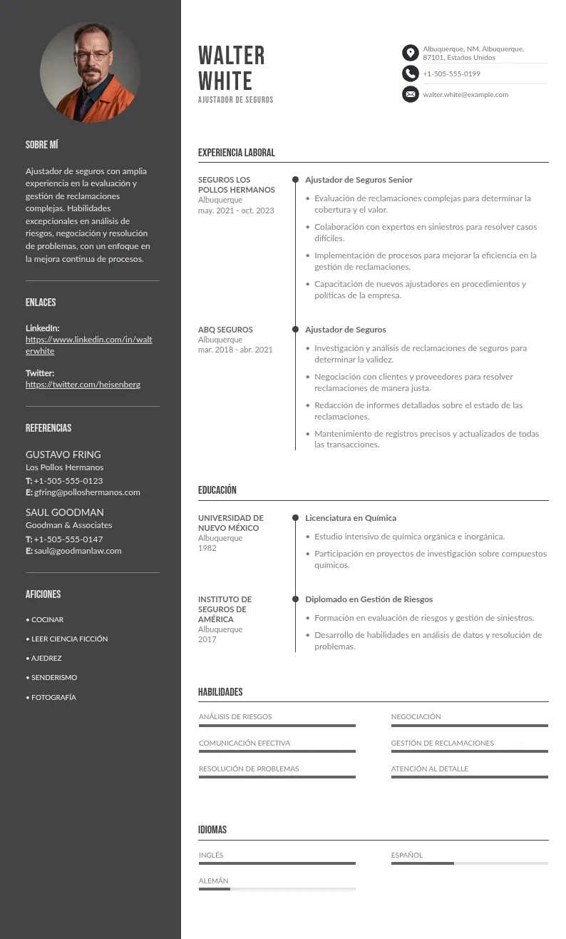 CV ajustador de seguros: cómo hacerlo en perfectas condiciones