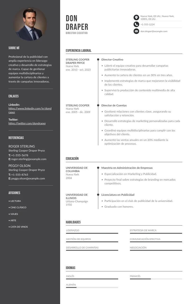 Paso a paso rápido y sencillo para escribir un buen CV director ejecutivo en minutos