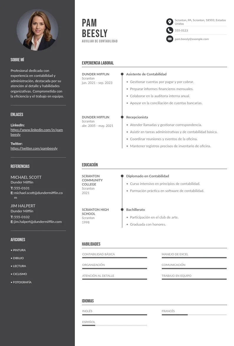 Cómo hacer correctamente un CV Auxiliar de Contabilidad