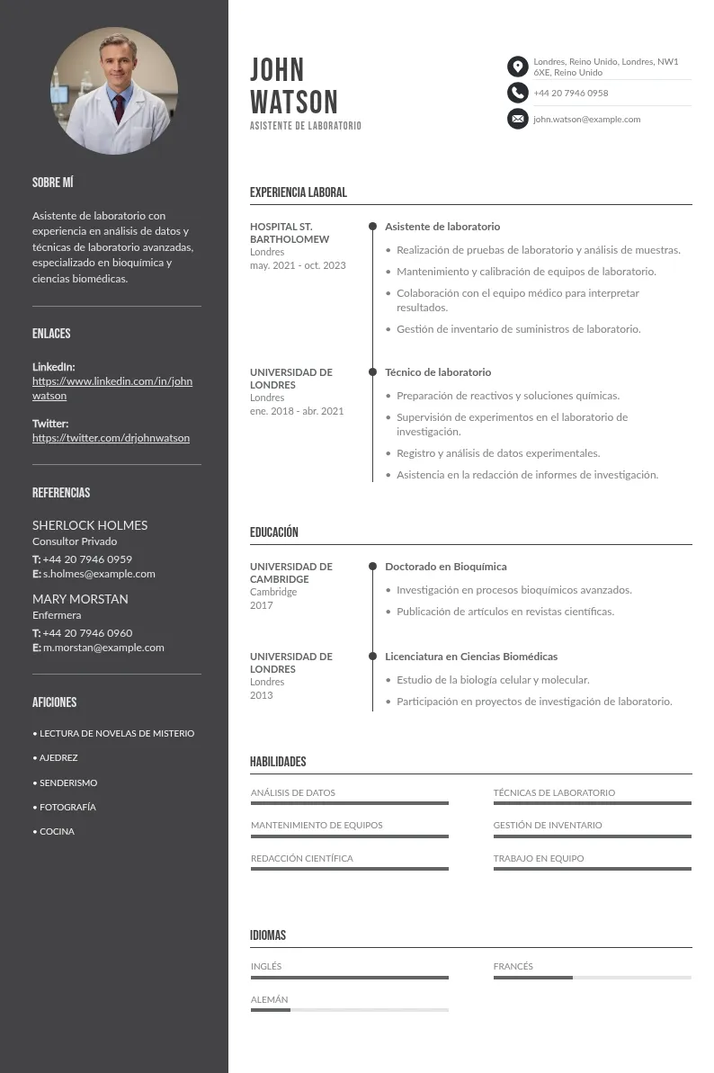 CV asistente de laboratorio: consejos, ejemplos y plantillas