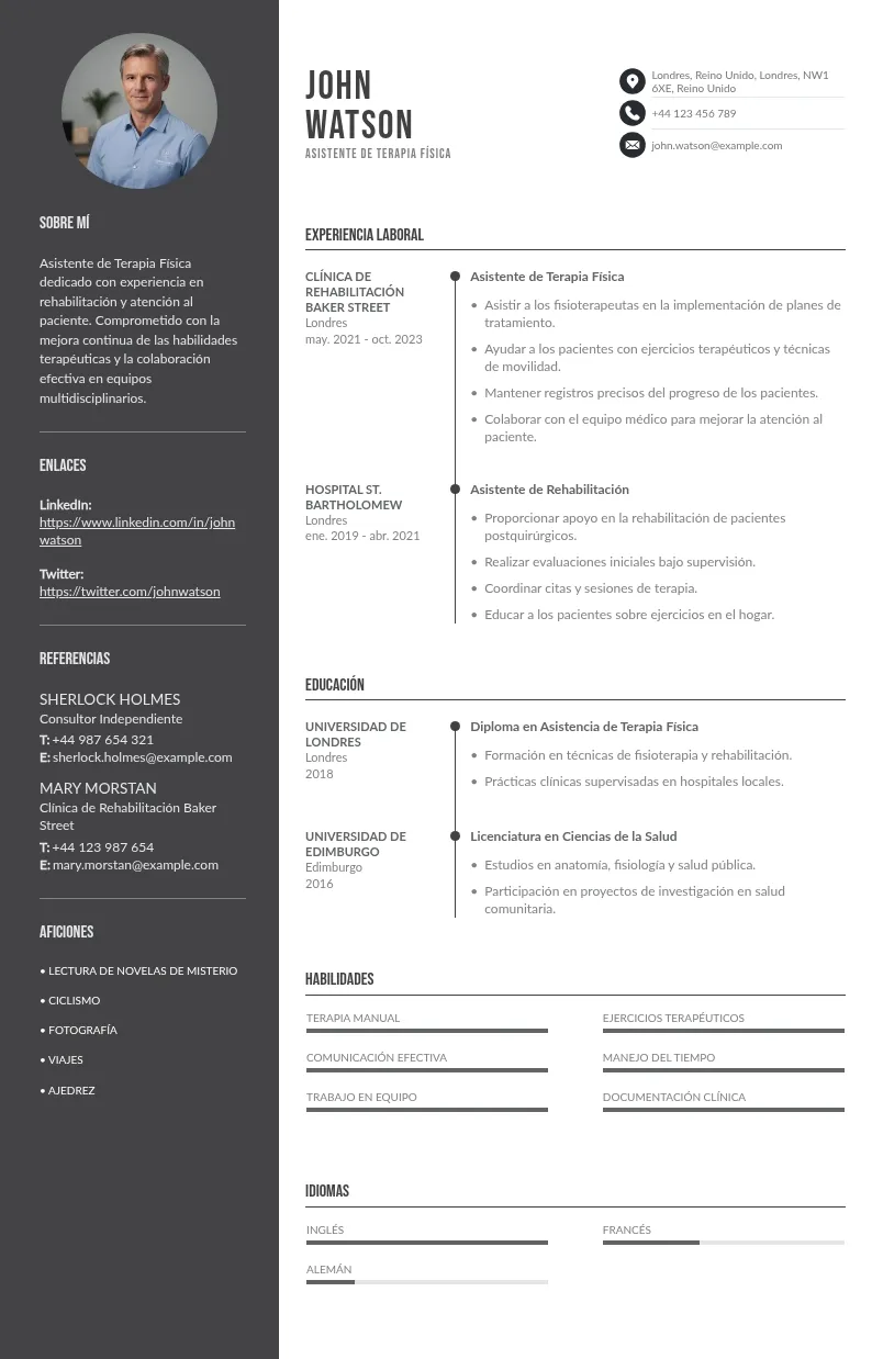 Guía de currículum: aprende a escribir tu CV de asistente de terapia física o fisioterapeuta