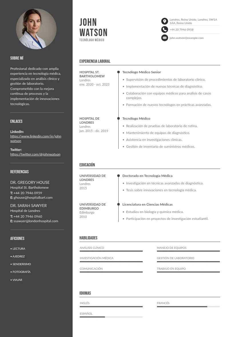 CV tecnólogo médico: pasos para diseñarlo y redactarlo apropiadamente