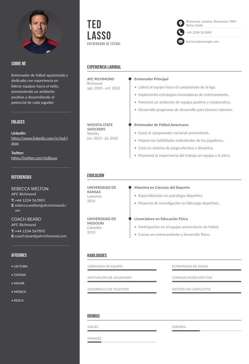CV de entrenador de fútbol: demuestra tus talentos en dirección de equipos de futbolistas