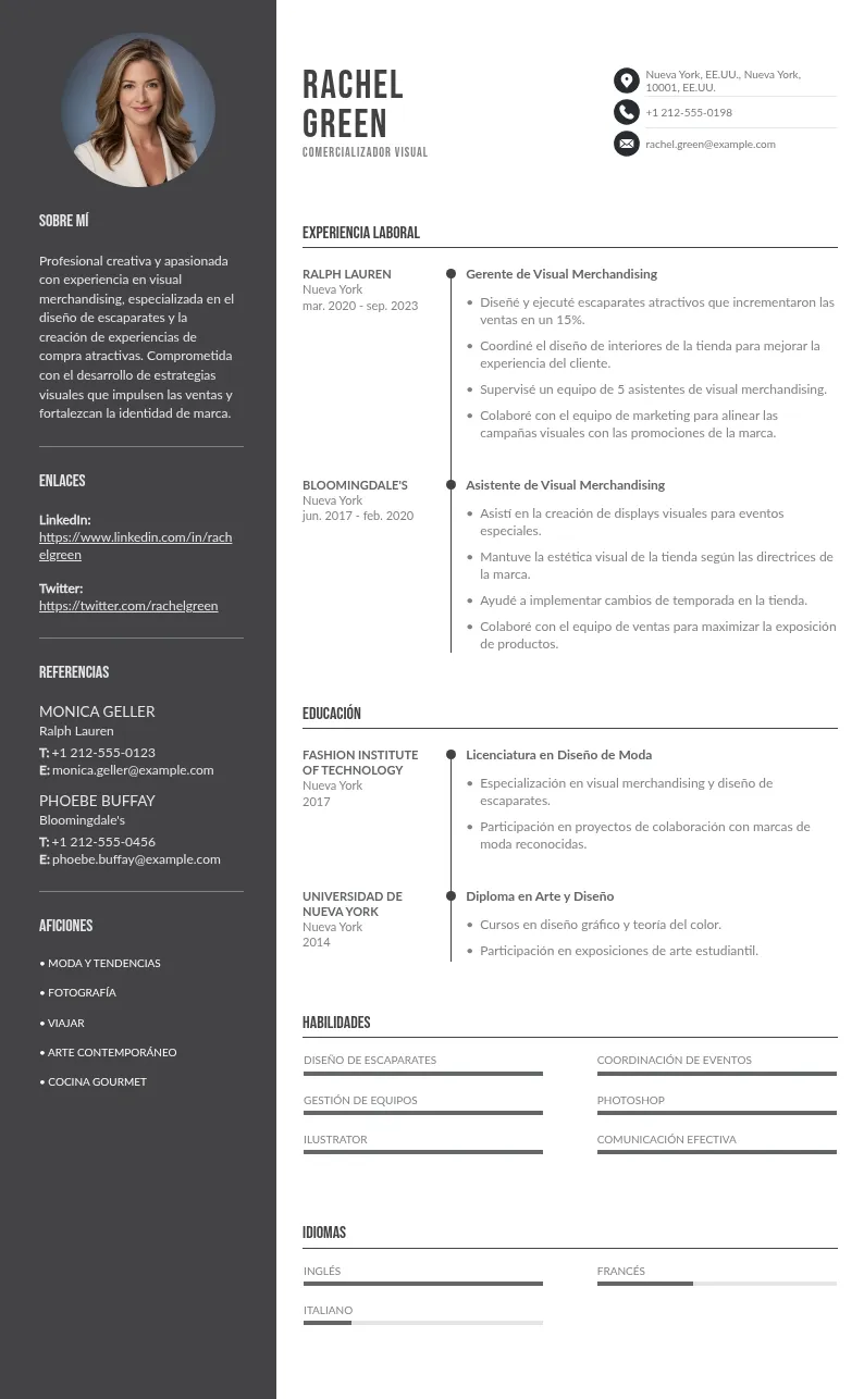 Guía para crear un CV de comercializador visual: recomendaciones, esquema y ejemplos