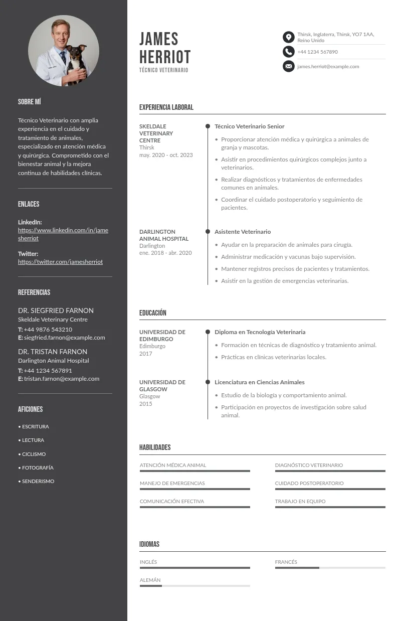 Expón exitosamente lo mejor de tu perfil profesional con un buen CV de técnico veterinario