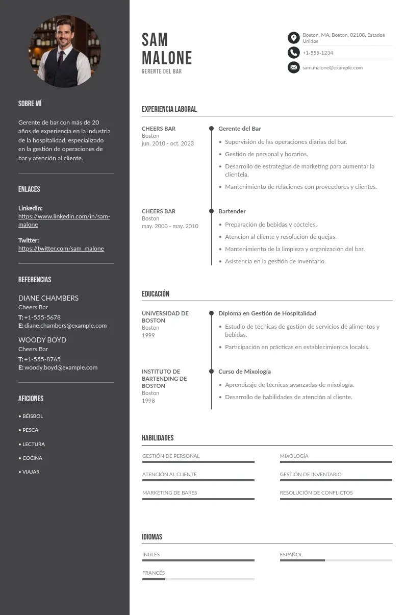 Escribe un exitoso CV de gerente del bar con nuestra metodología práctica (incluye ejemplos)