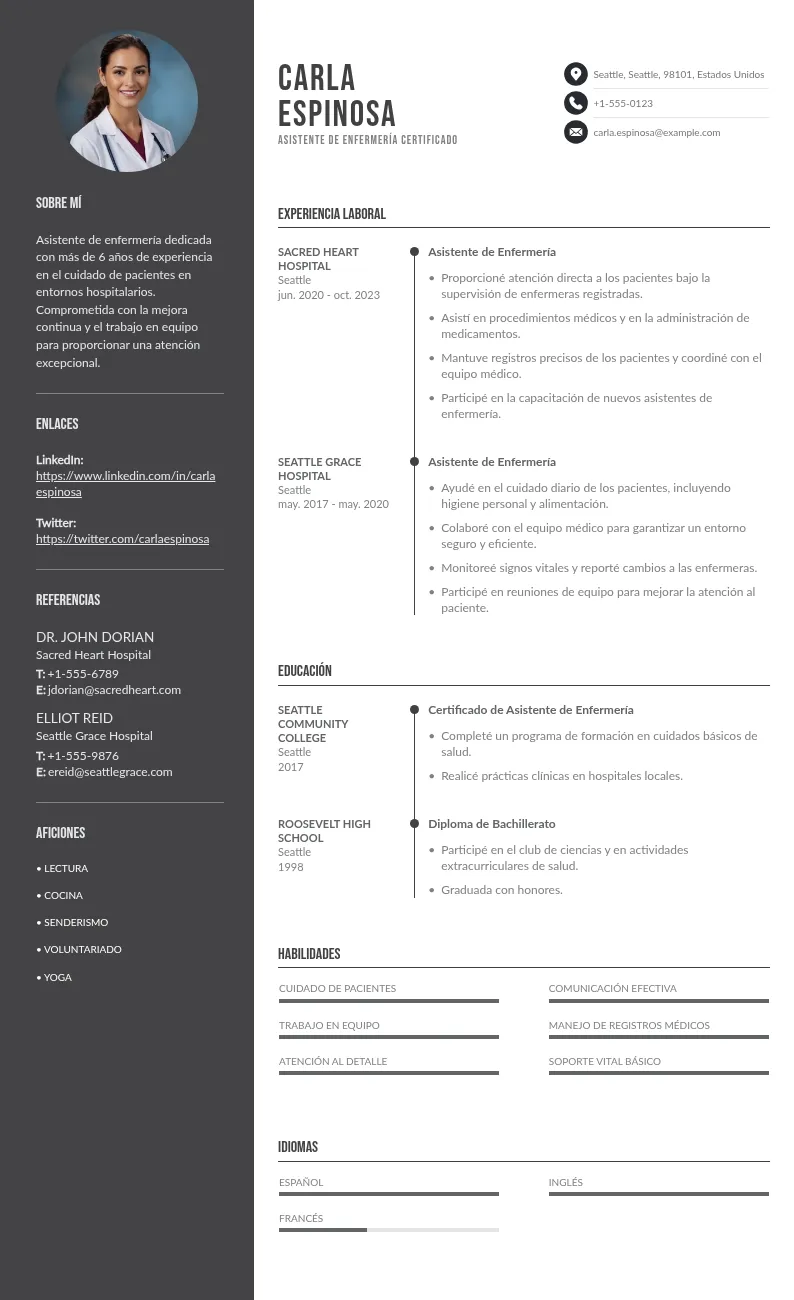 ¿Cómo crear un CV asistente de enfermería certificado desde cero?