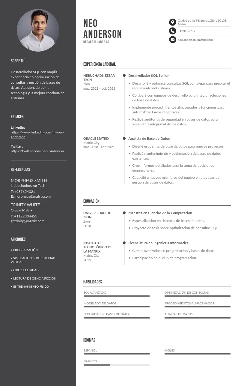 Consejos y ejemplos para escribir un CV desarrollador SQL