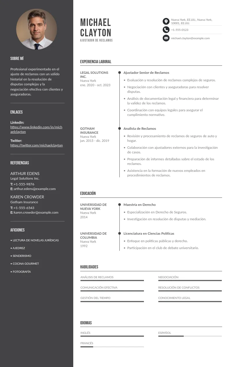 Guía para escribir un CV de ajustador de reclamos o siniestros con éxito