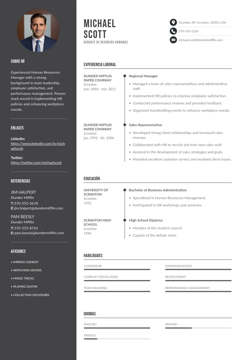 CV Gerente de Recursos Humanos