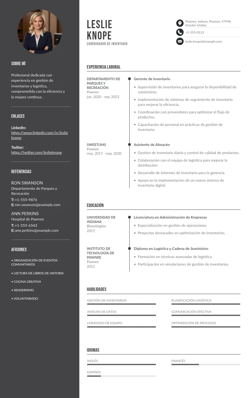 Crea un exitoso CV de coordinador de inventario usando estas recomendaciones y ejemplos