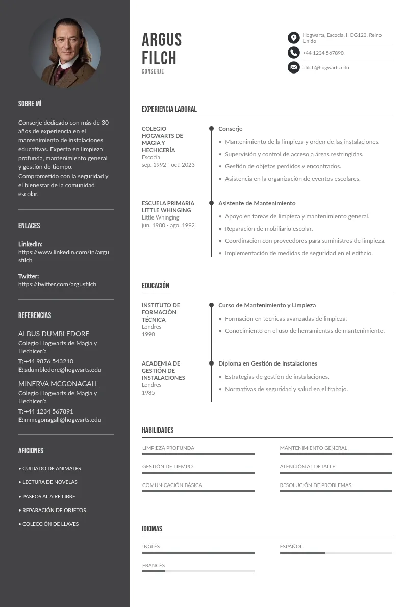 Ejemplo de curriculum vitae: escribe un buen CV de conserje con esta guía práctica de 9 ejemplos y consejos 