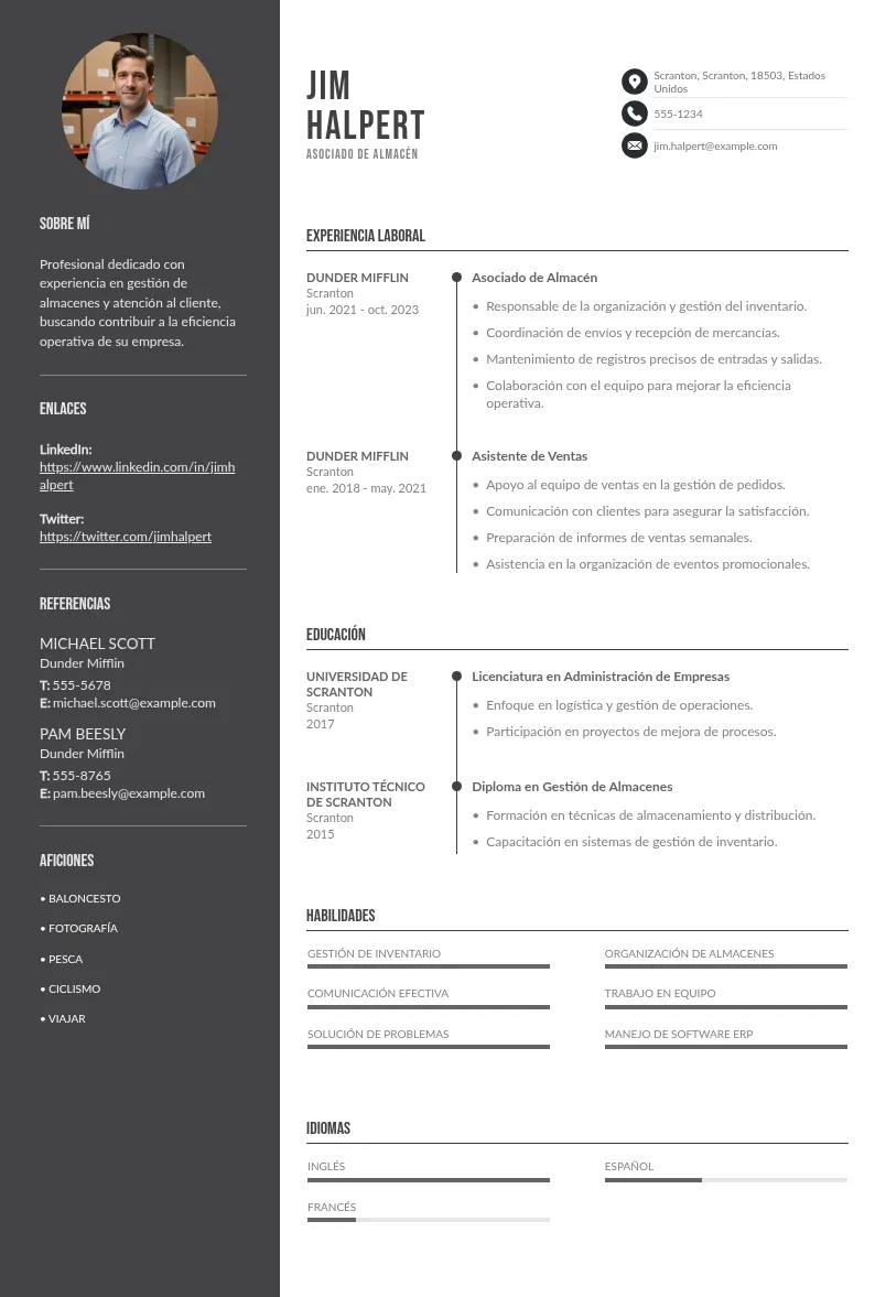 Crea con éxito un buen CV asociado de almacén con esta guía de ejemplos y consejos