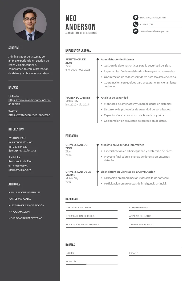 Guía de ejemplo de currículum + paso a paso: cómo hacer un CV de administrador de sistemas