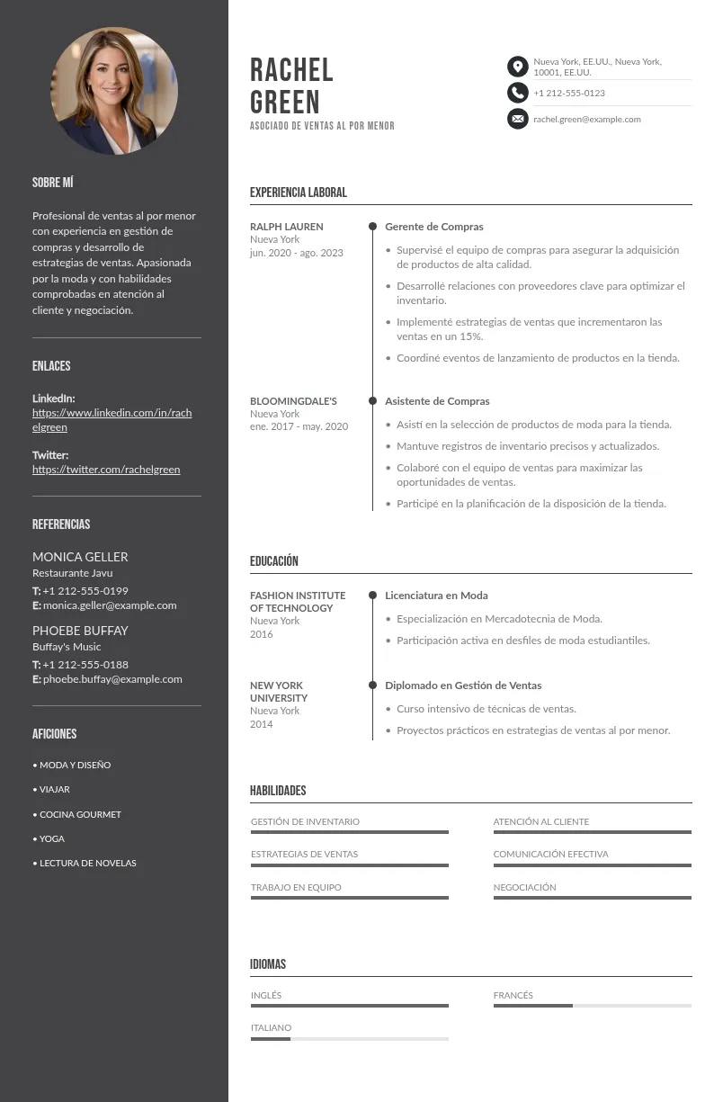 CV asociado ventas al por menor: secciones a crear y qué incluir en ellas