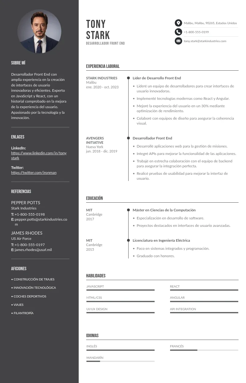 Consejos y ejemplos para escribir un CV desarrollador front end a la perfección