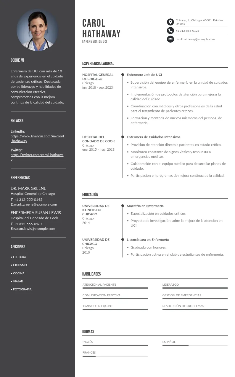 CV enfermera de la UCI: cómo crearlo y lograr que cause una buena impresión