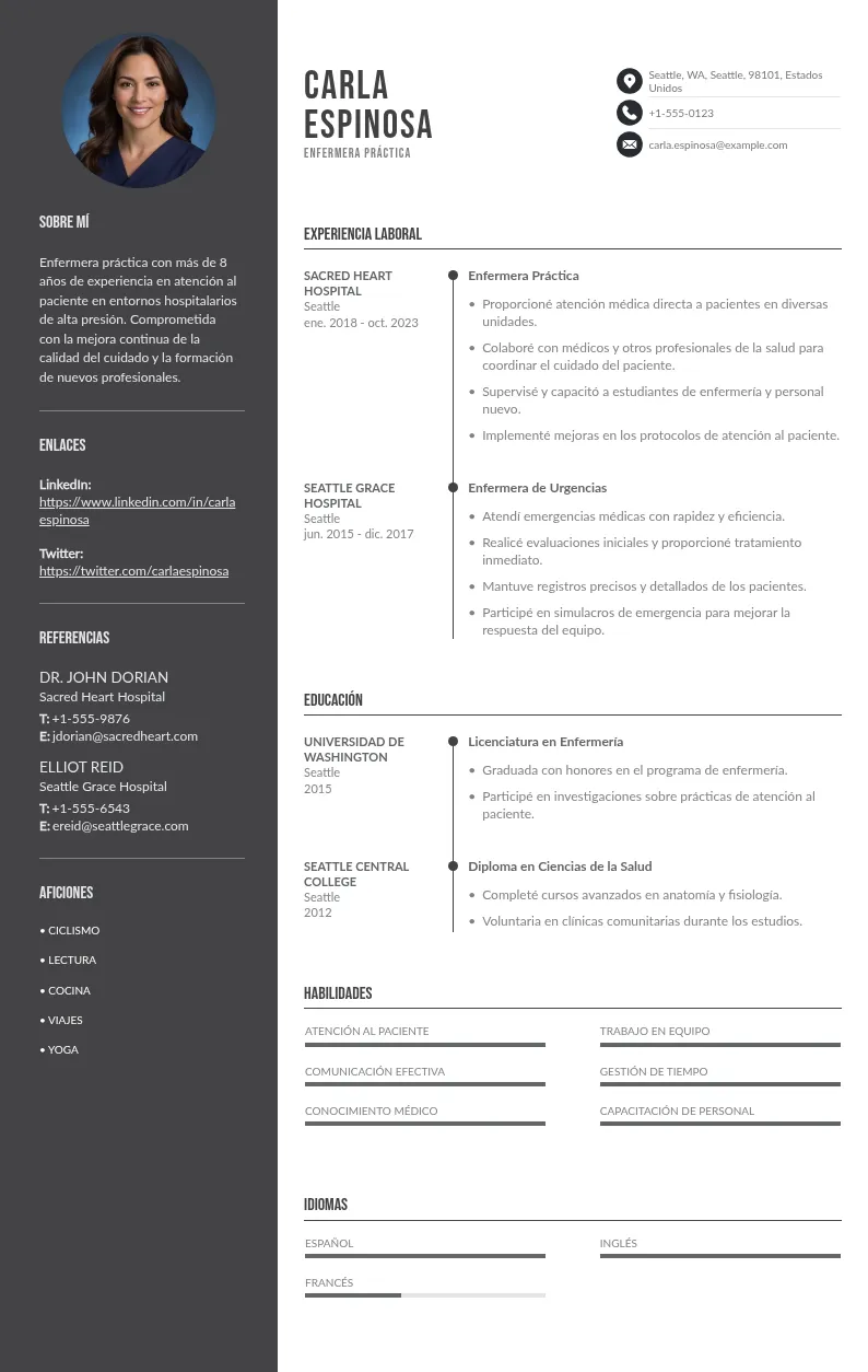 Cómo hacer un currículum de enfermera práctica licenciada/titulada: guía con ejemplos prácticos