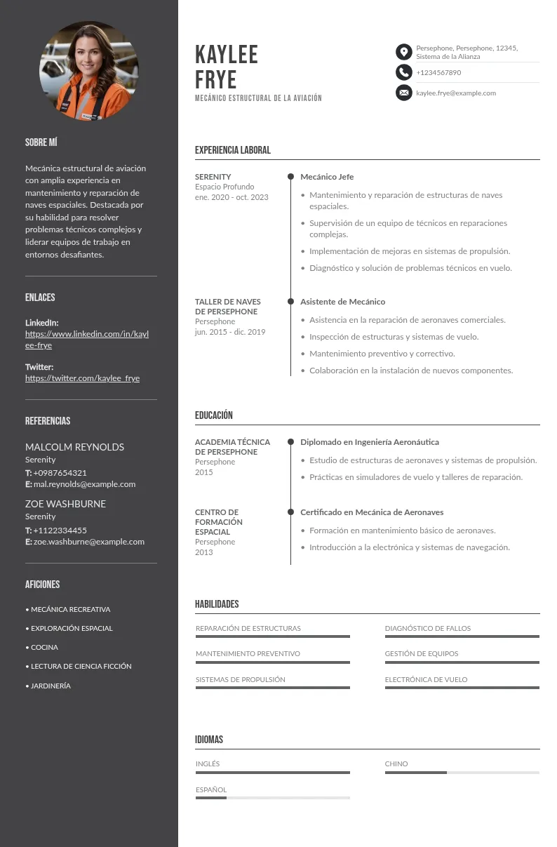 CV mecánico estructural de la aviación: claves de redacción y ejemplos prácticos
