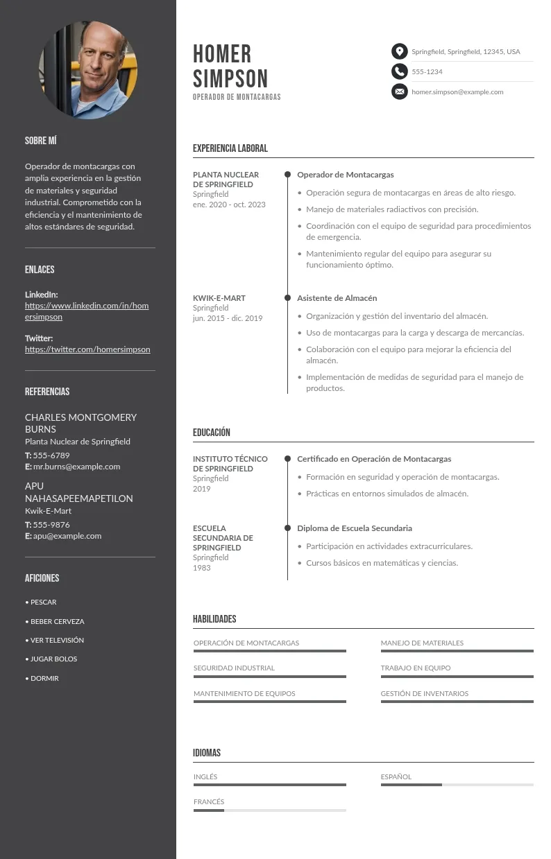Currículum de operador de montacargas: aprende a redactarlo de la mejor manera