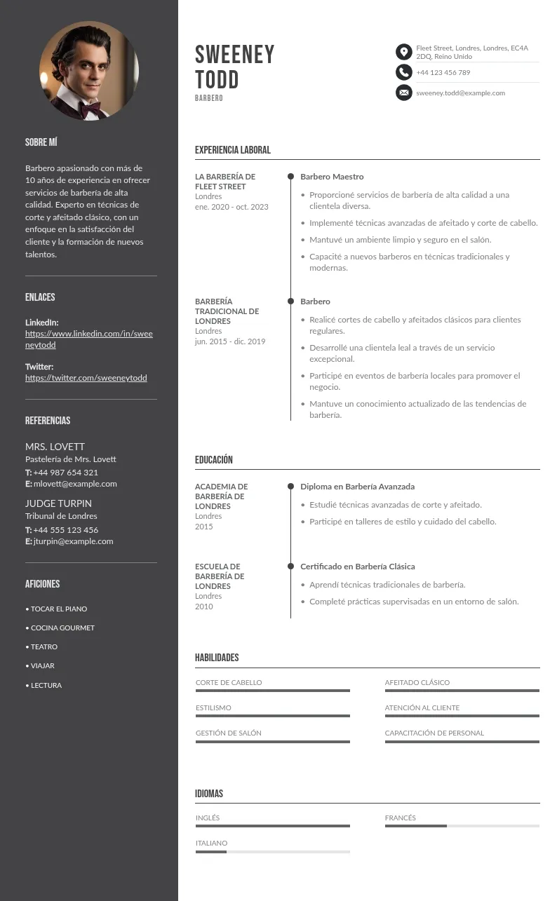 Currículum de barbero: consejos y ejemplos