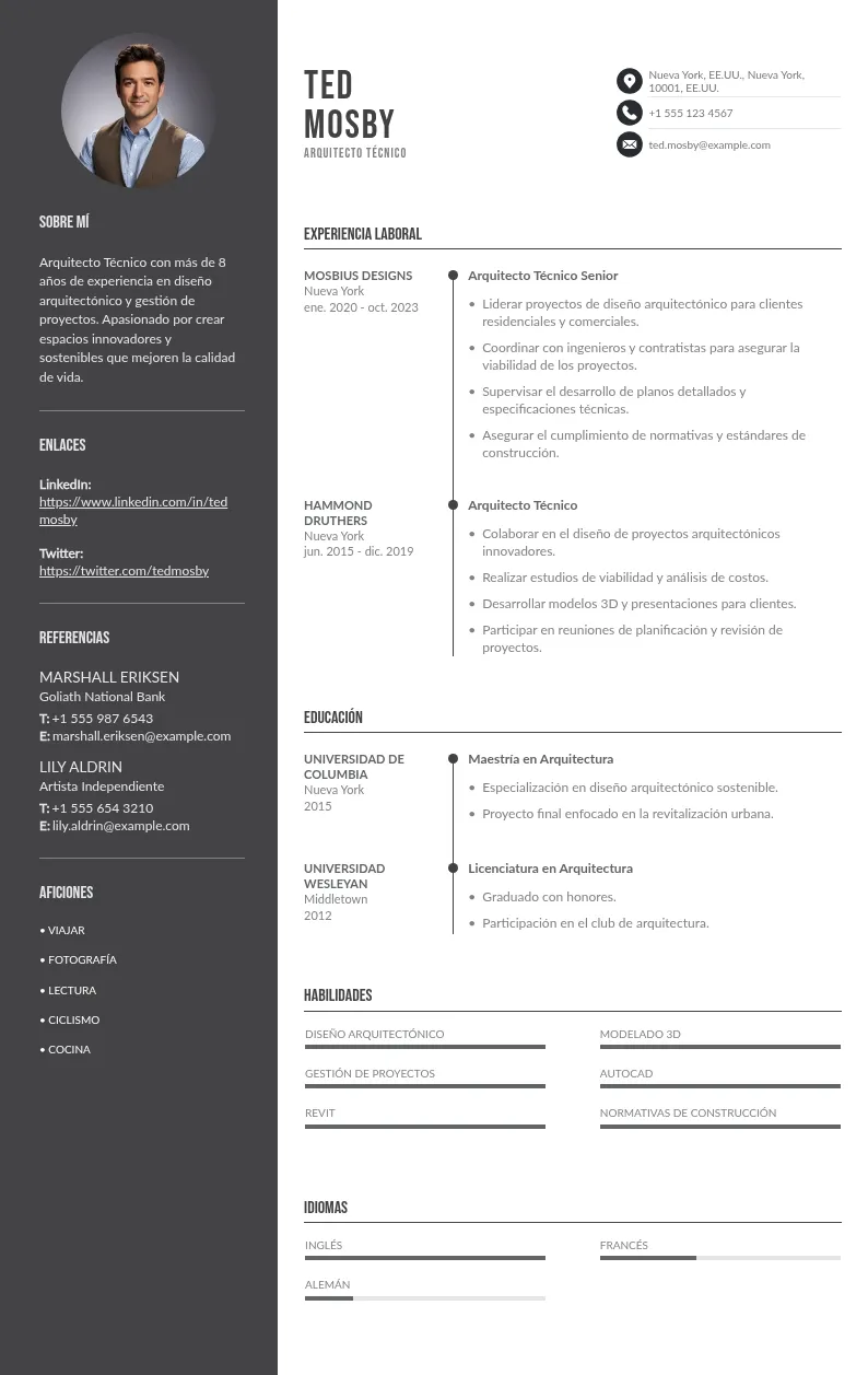 Currículum de arquitecto técnico: consejos de redacción + ejemplos