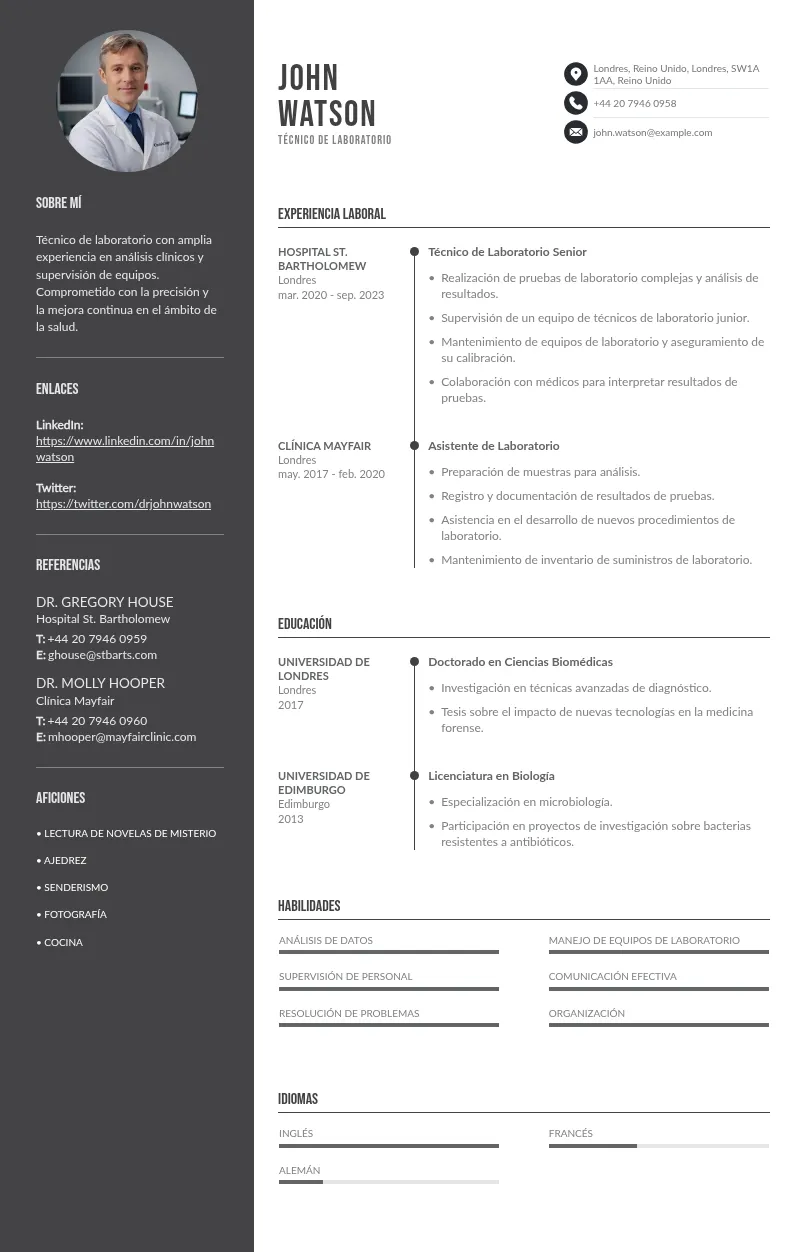 Currículum de técnico de laboratorio: consejos y ejemplos de redacción