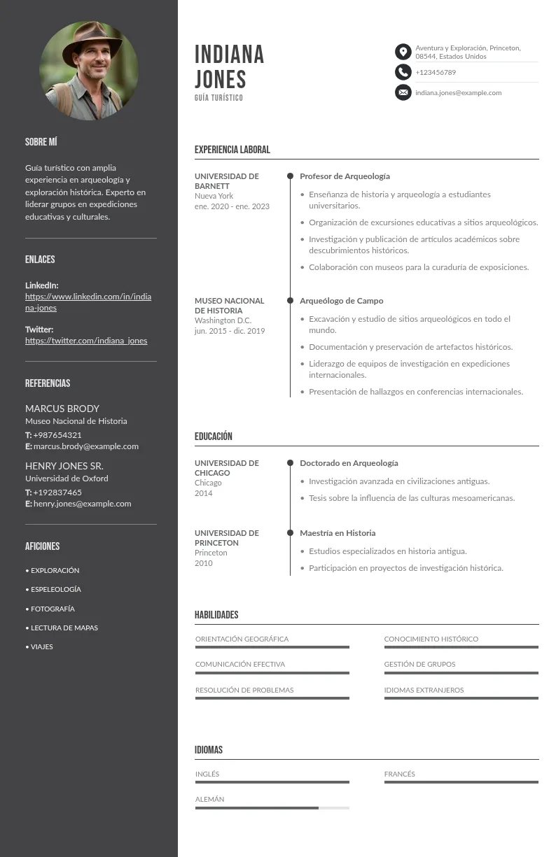Currículum de guía turístico | Guía completa con ejemplos prácticos