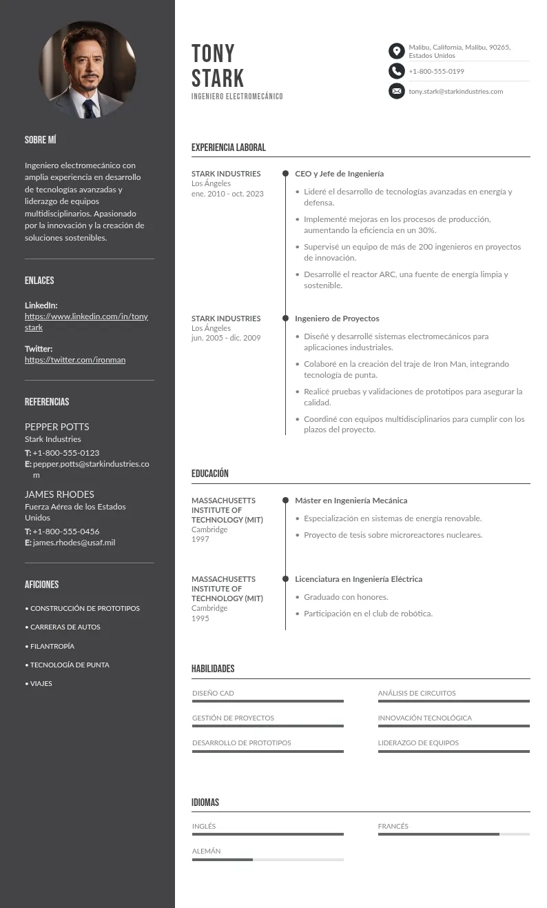 Currículum de ingeniero electromecánico: guía de redacción