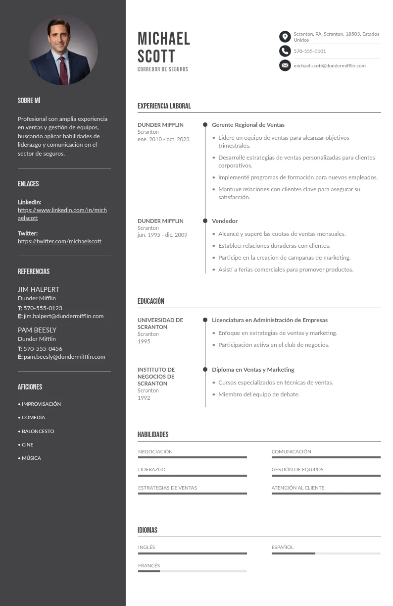 Currículum de corredor de seguros | Guía con ejemplos para una candidatura exitosa