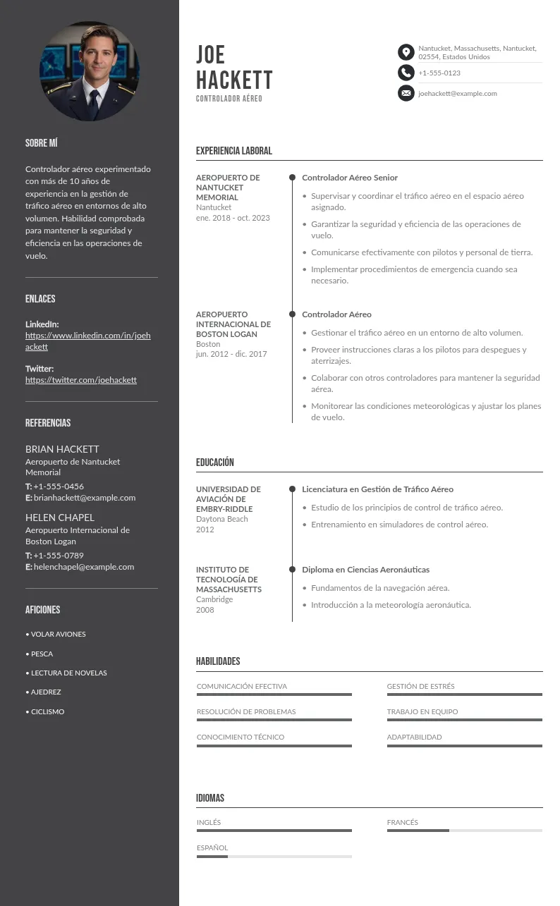 Currículum de controlador aéreo: guía completa