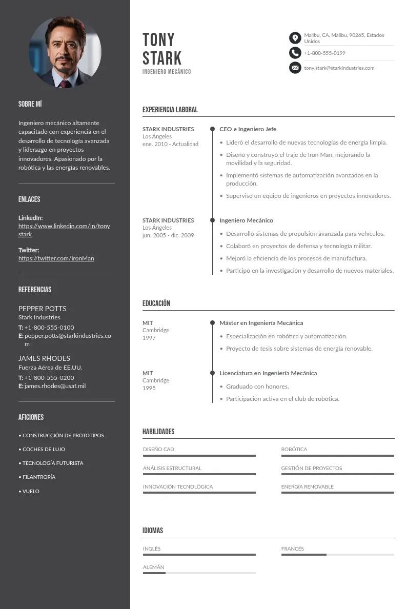 Currículum de ingeniero mecánico: el diseño ideal