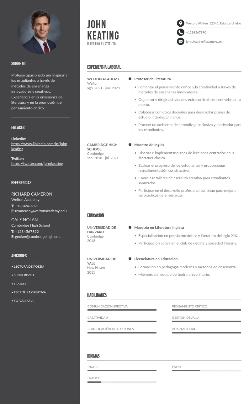 Currículum vitae de maestro sustituto: todo lo que debes saber