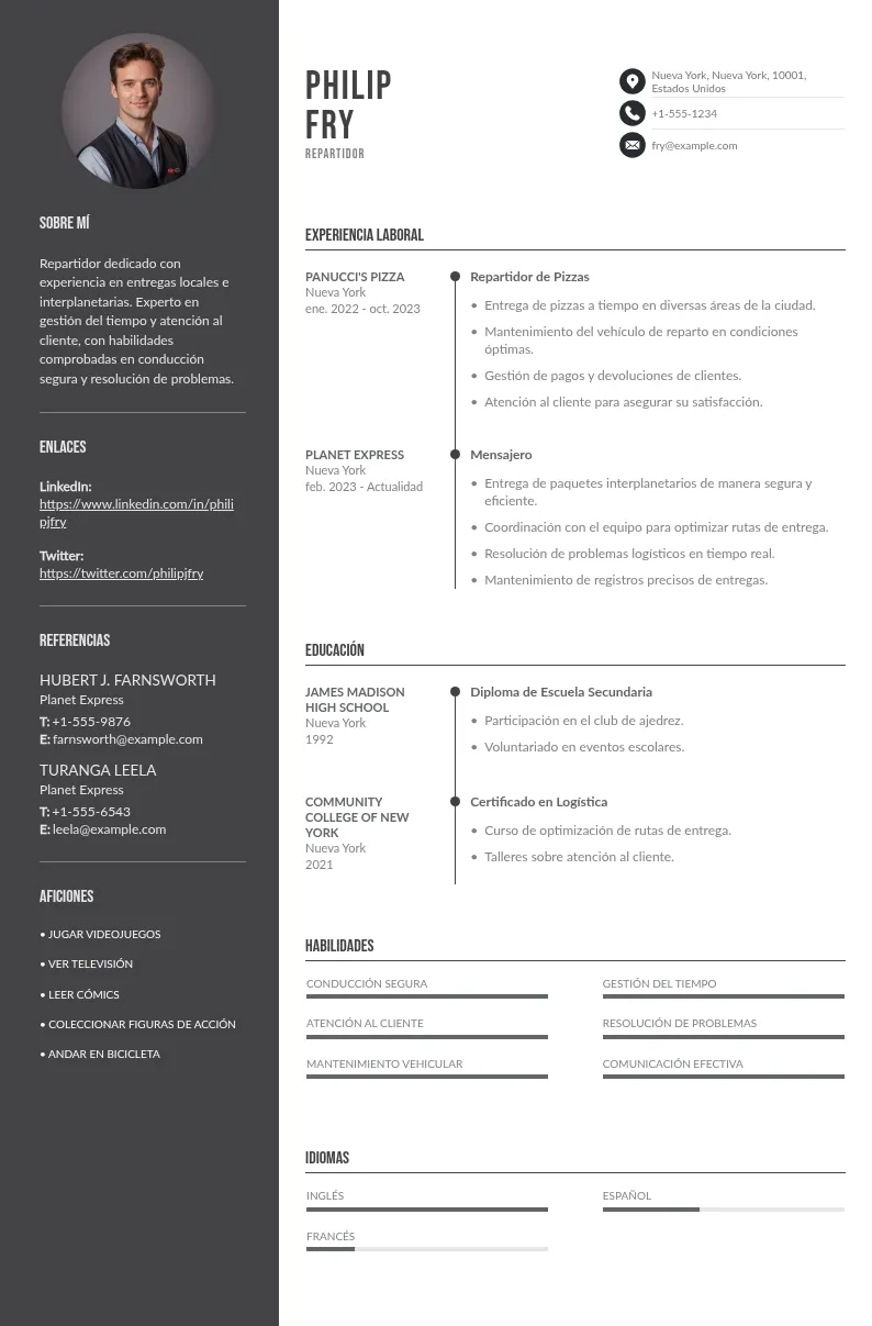 Currículum de repartidor: ejemplos y consejos para obtener el puesto