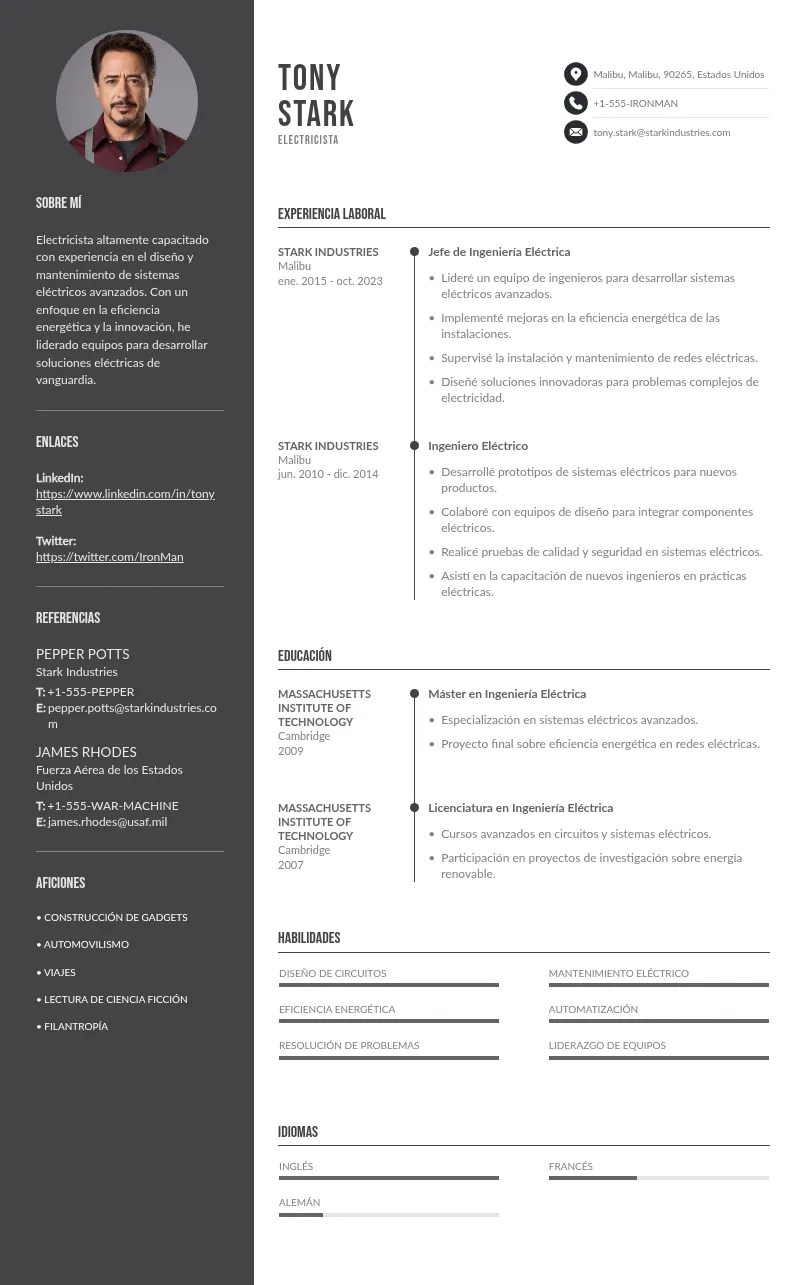 Currículum de electricista: ejemplos y consejos