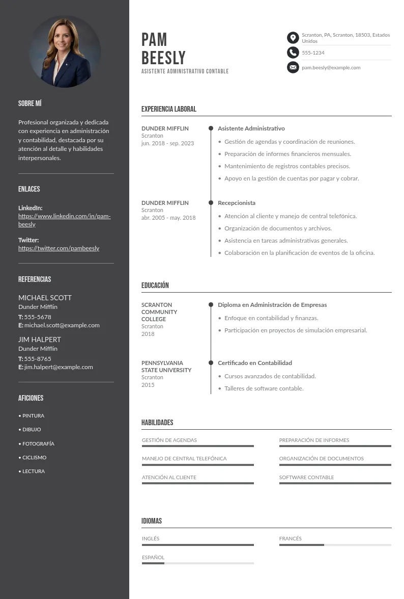 Currículum de asistente administrativo contable: consejos y ejemplos