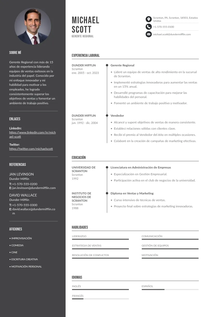 Currículum vitae empresarial