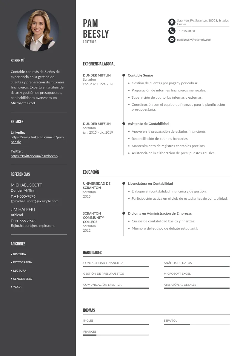 Currículum de contable: ejemplos y consejos