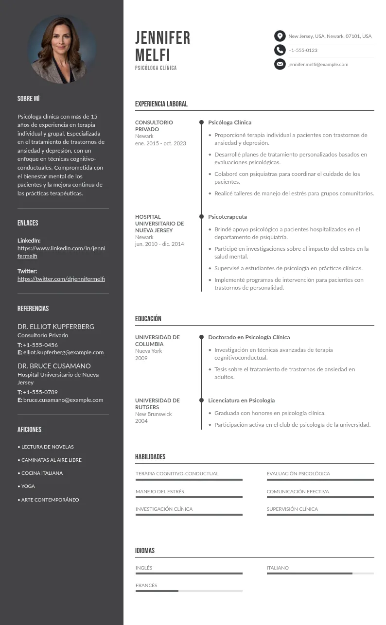 plantillas para cv psicólogo
