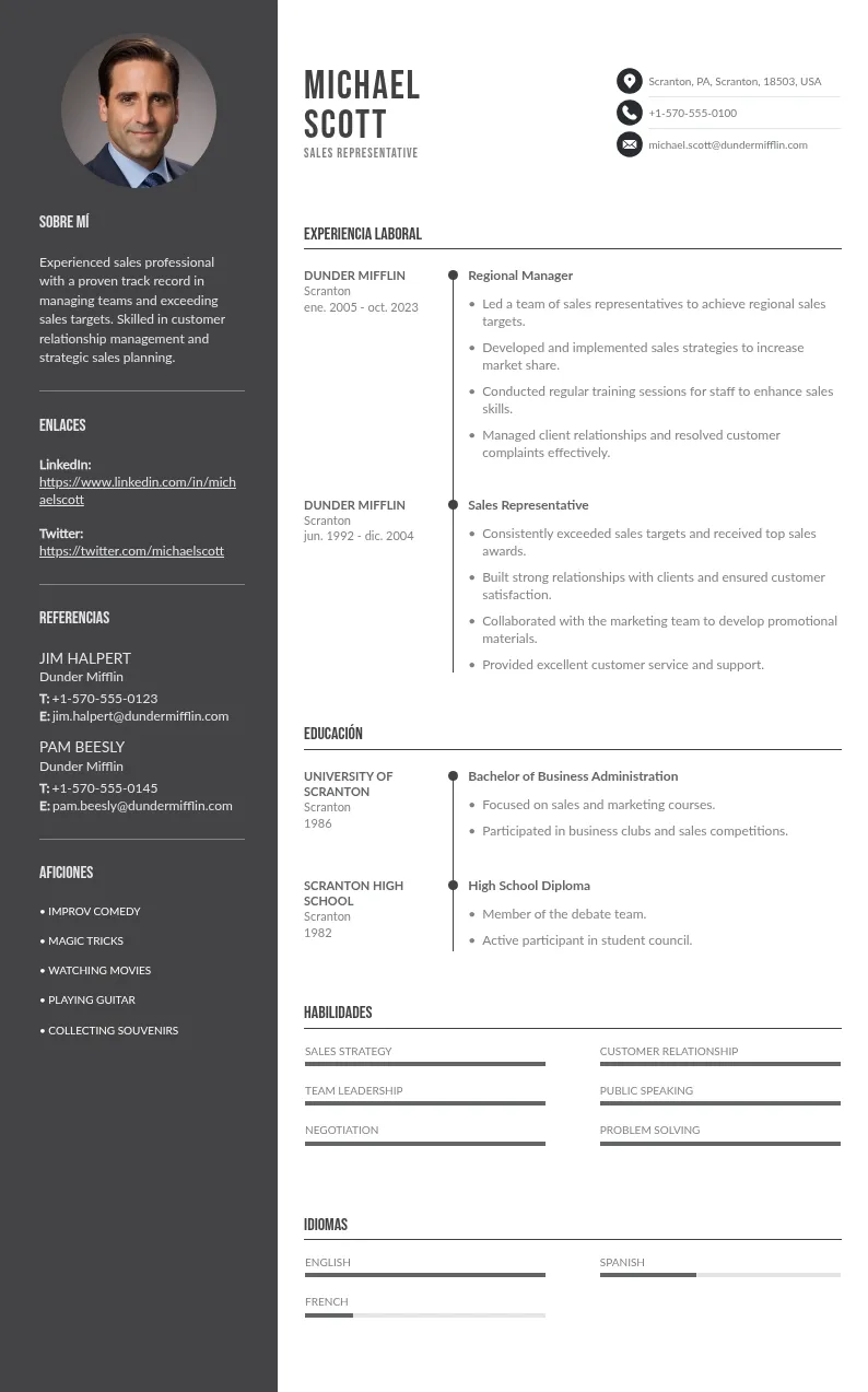 Currículum de vendedor: ejemplos y consejos